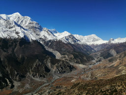 View towards Braga and Manang from the Ice Lake hike.        28°39'54